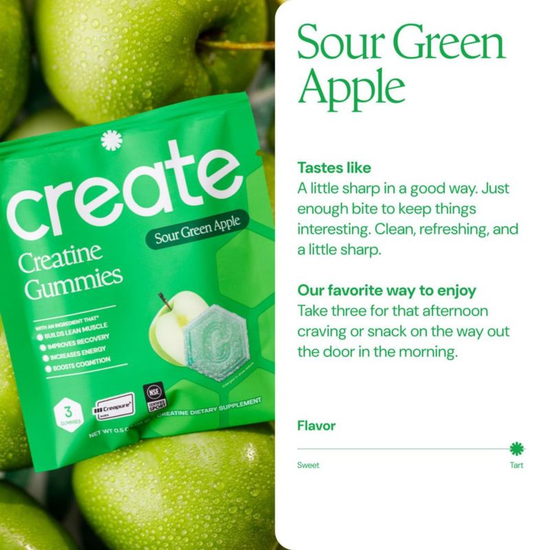Gomitas de Creatina Create 30 unidades Sabor Manzana Verde Ácida