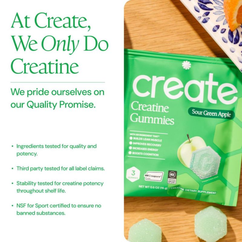Gomitas de Creatina Create 30 unidades Sabor Manzana Verde Ácida