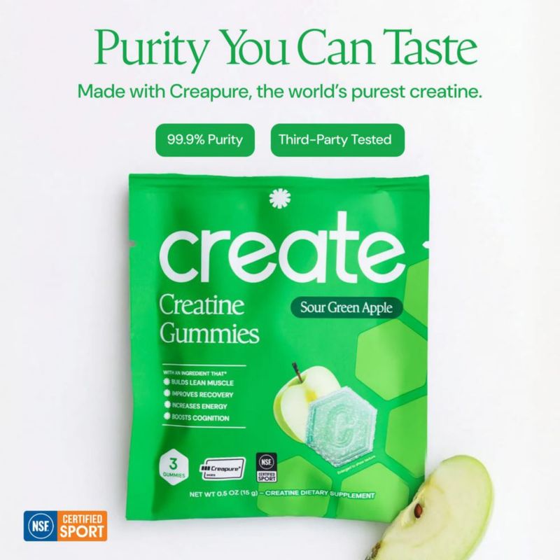 Gomitas de Creatina Create 30 unidades Sabor Manzana Verde Ácida