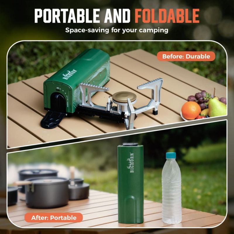 Estufa Portátil BIG HORN Plegable de Butano para Camping