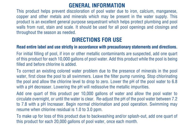 Pool Mate Metal Out Paquete de 2 de 1 cuarto para eliminar manchas metálicas en piscinas