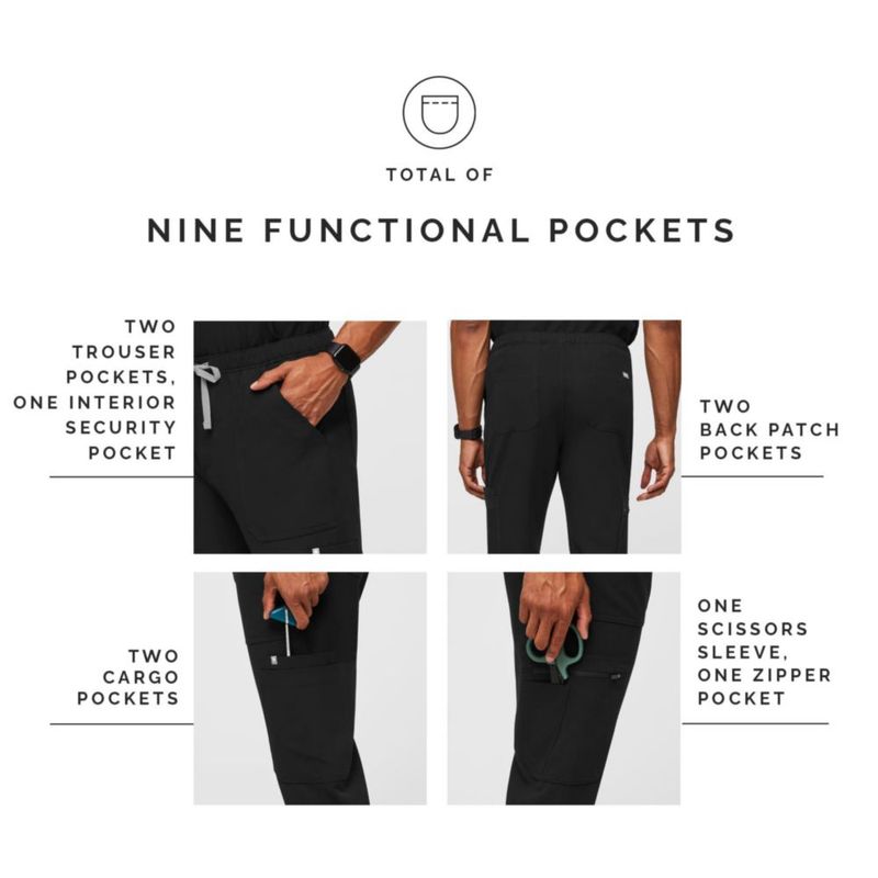Pantalones FIGS Cairo Cargo para Hombre Negro M