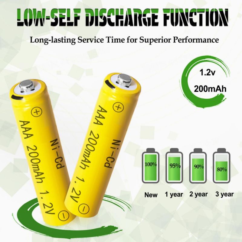 Batería Zsolarigt AAA 200mAh 1.2V Ni-CD 10 Piezas