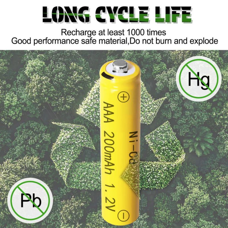 Batería Zsolarigt AAA 200mAh 1.2V Ni-CD 10 Piezas