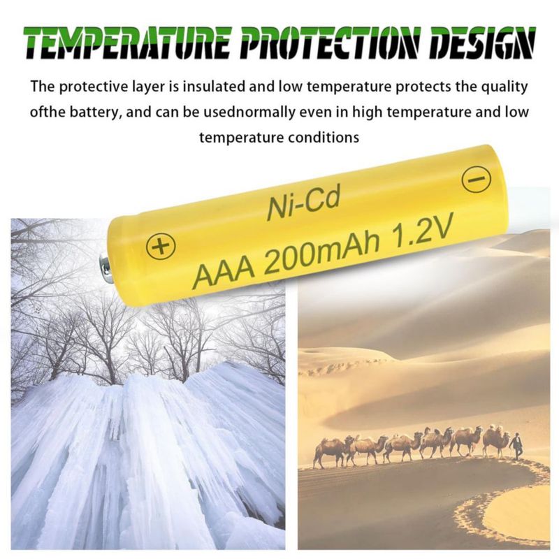 Batería Zsolarigt AAA 200mAh 1.2V Ni-CD 10 Piezas