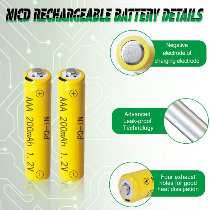Batería Zsolarigt AAA 200mAh 1.2V Ni-CD 10 Piezas