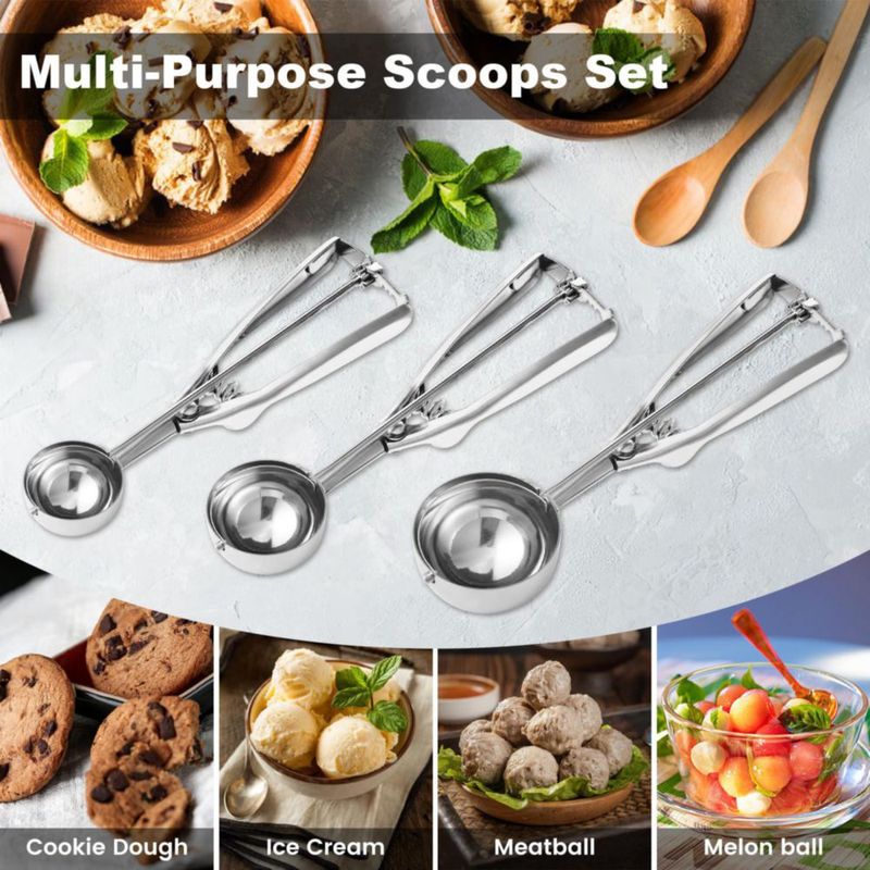 Set de Cucharas para Galletas LifHap de Acero Inoxidable 3 Tamaños