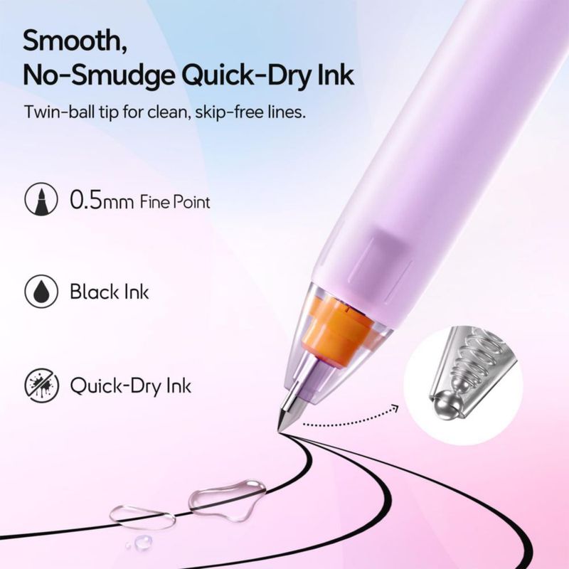 Bolígrafo de Gel WRITECH Switch 0.5 mm Tinta Negra Retráctil Paquete de 5
