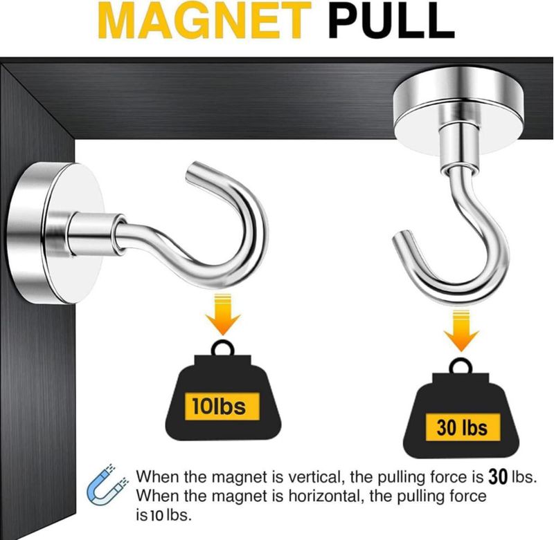 Ganchos Magnéticos DIYMAG Paquete de 10 con Fuerza de 13.5 kg