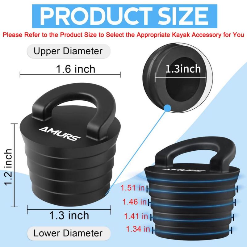 Kit de Tapones para Desagüe de Kayak AMURS 12 piezas de Silicona