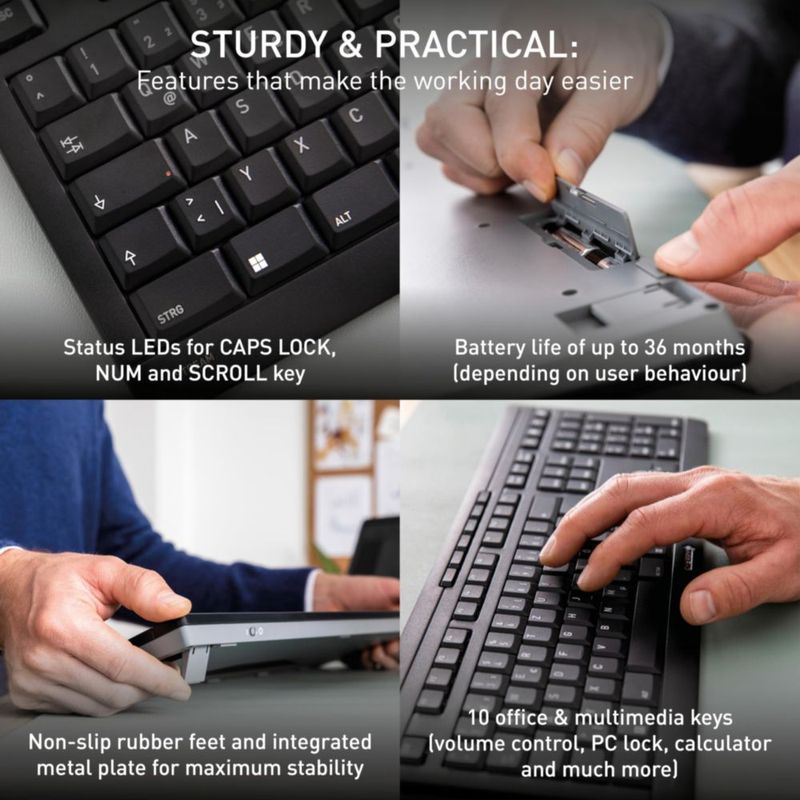 Combo Teclado y Ratón Inalámbricos Cherry Stream Ergonómico Negro
