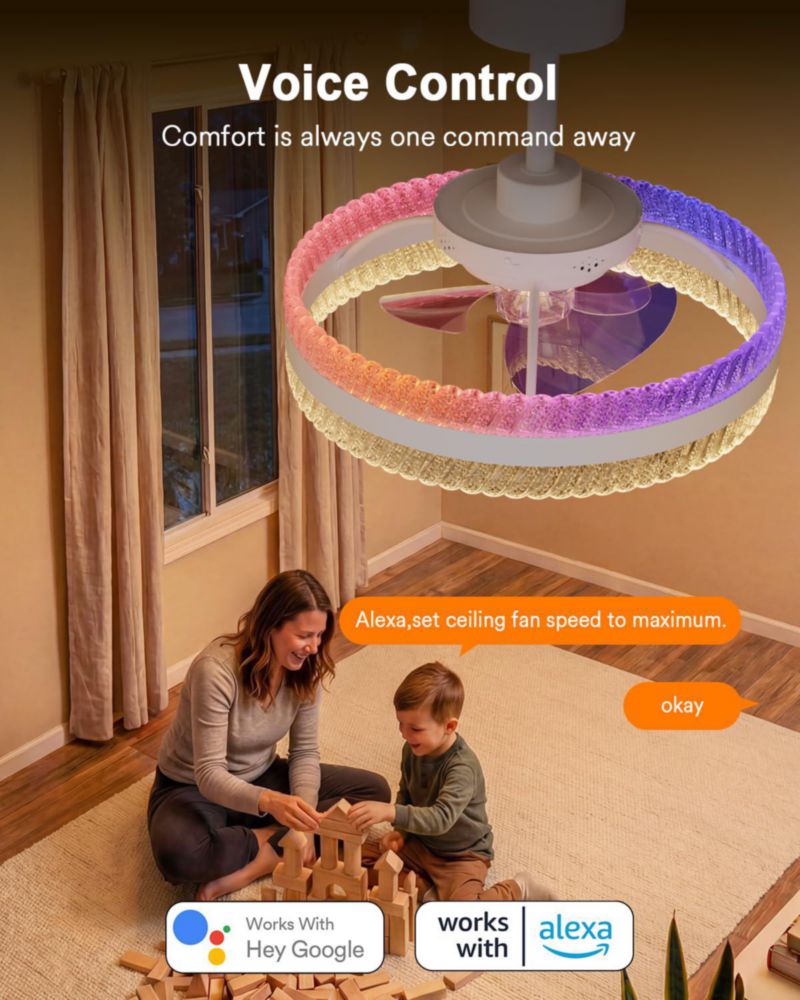 Ventilador de Techo Inteligente Lumary con Luz 51 cm RGBAI