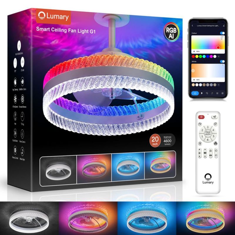 Ventilador de Techo Inteligente Lumary con Luz 51 cm RGBAI
