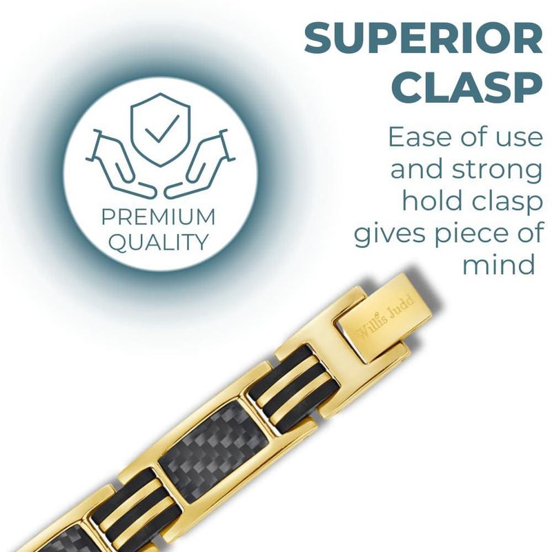 Pulsera Willis Judd de Titanio Dorado con Fibra de Carbono Negra 22 cm