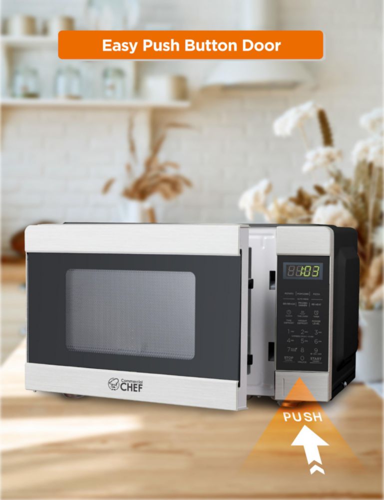 Microondas Comercial CHEF 0.9 pies cúbicos 900W Acero Inoxidable