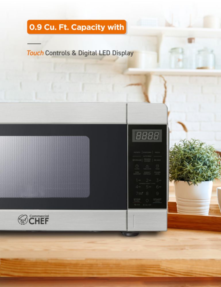 Microondas Comercial CHEF 0.9 pies cúbicos 900W Acero Inoxidable