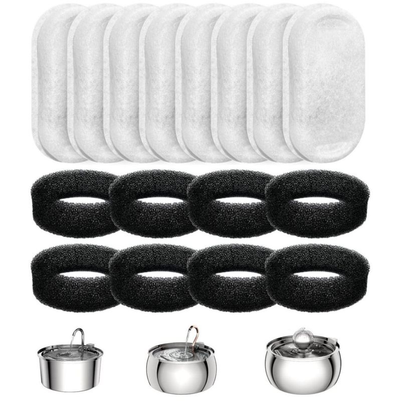Filtros para Fuente de Agua para Gatos tomxcute Paquete de 16 con Sistema de 3 Capas