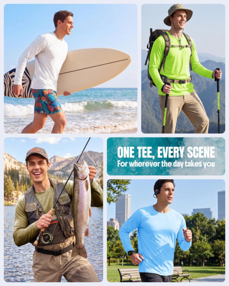 Camiseta de Manga Larga para Hombre Boladeci con Protección Solar UPF 50+