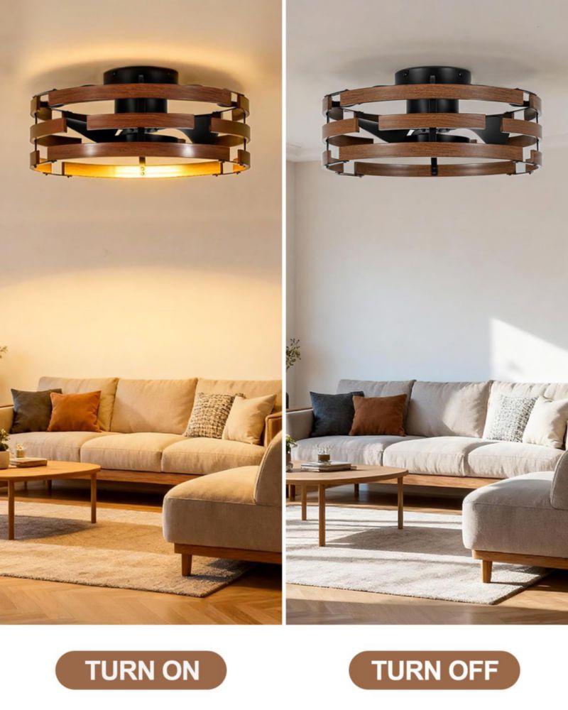 Ventilador de Techo Roomratv 20" Montaje Empotrado con Jaula Metálica y Luz