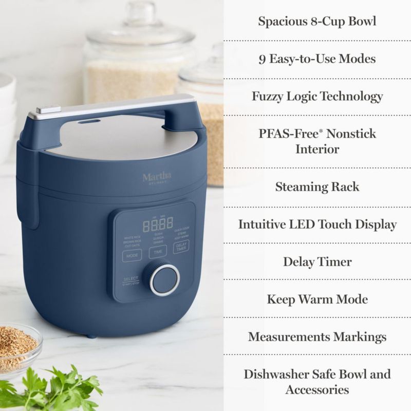 Olla Arrocera Martha Stewart Cerámica Antiadherente Índigo de 8 Tazas