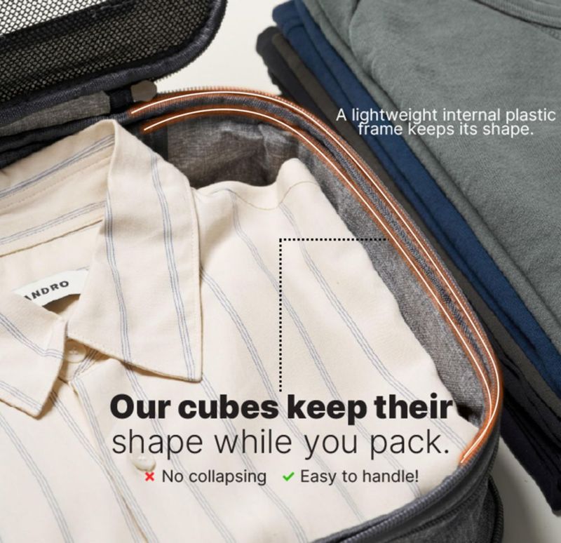 Set de 4 Cubos de Empaque con Compresión LeanTravel Gris