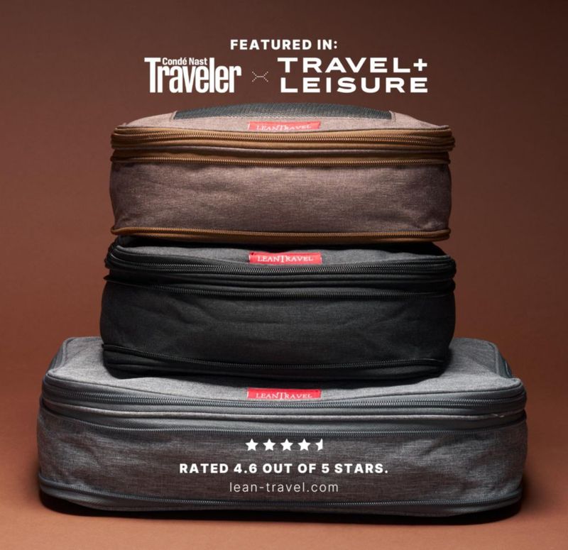 Set de 4 Cubos de Empaque con Compresión LeanTravel Gris