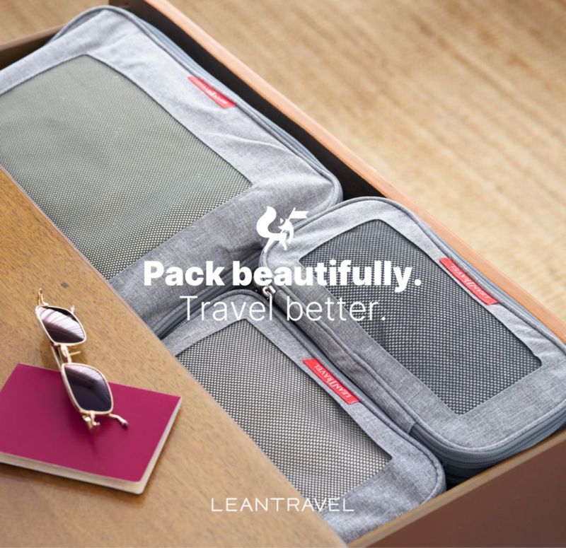 Set de 4 Cubos de Empaque con Compresión LeanTravel Gris