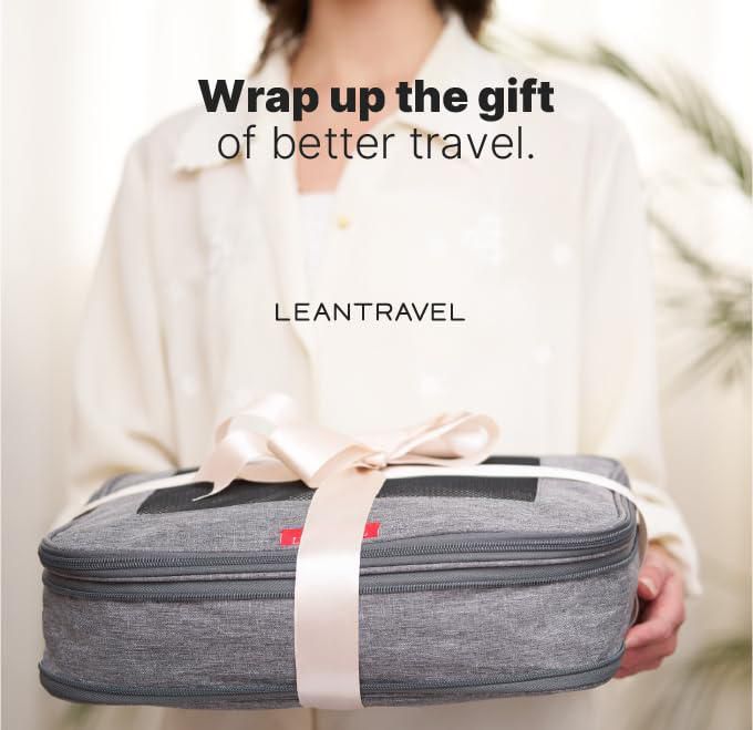 Set de 4 Cubos de Empaque con Compresión LeanTravel Gris