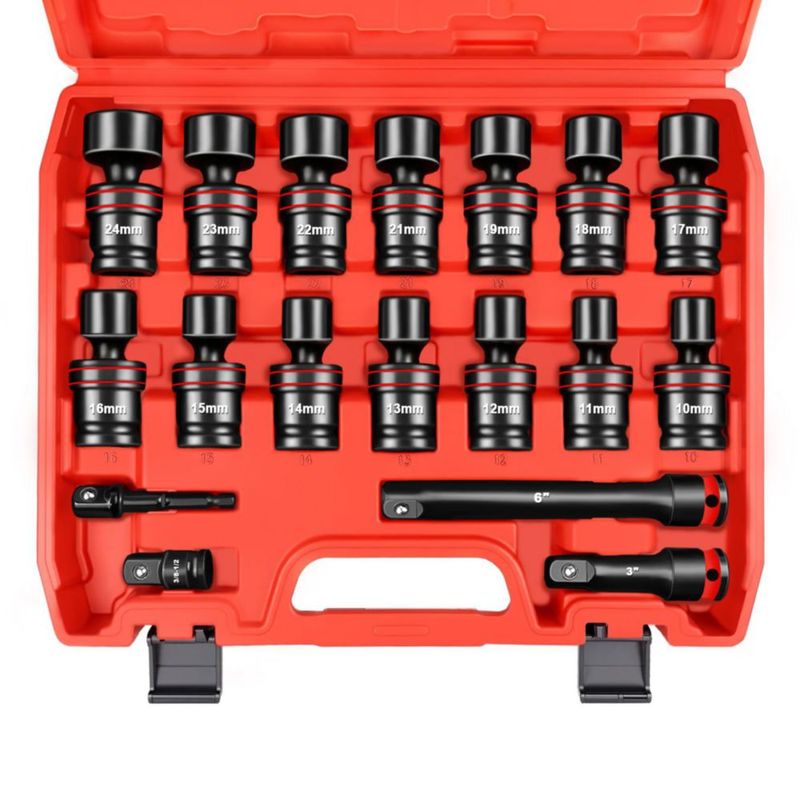 Juego de Dados Universal Métrico de 18 Piezas con Accionamiento de 1/2" WETT