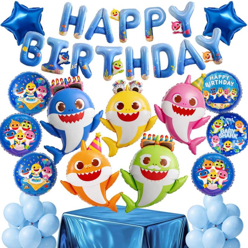 Set de Globos Fiesta Baby Shark Familia 37 piezas
