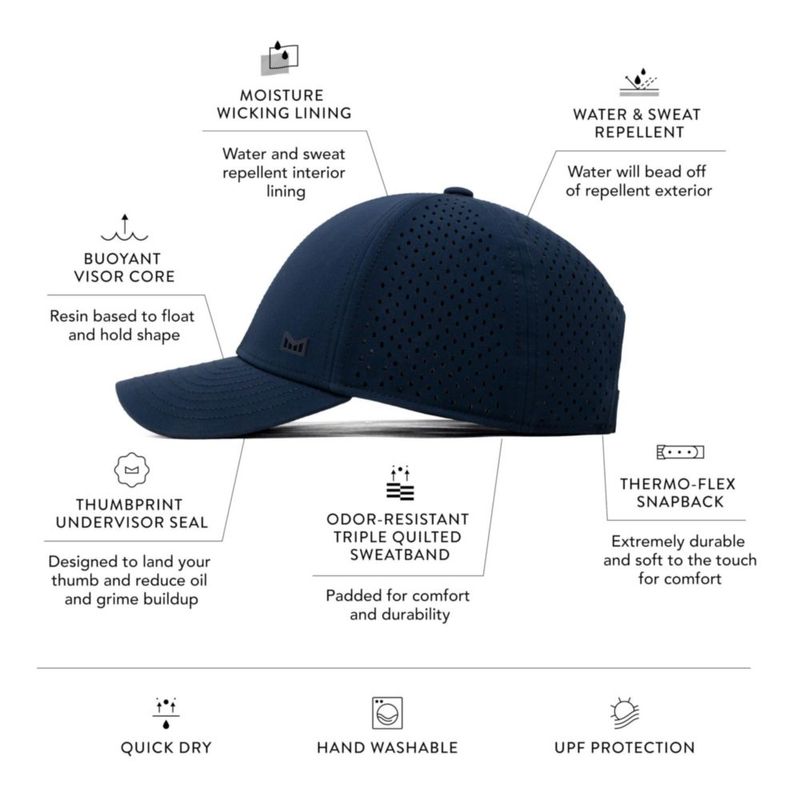 Gorra melin A-Game Icon Hydro Navy Resistente al Agua Snapback
