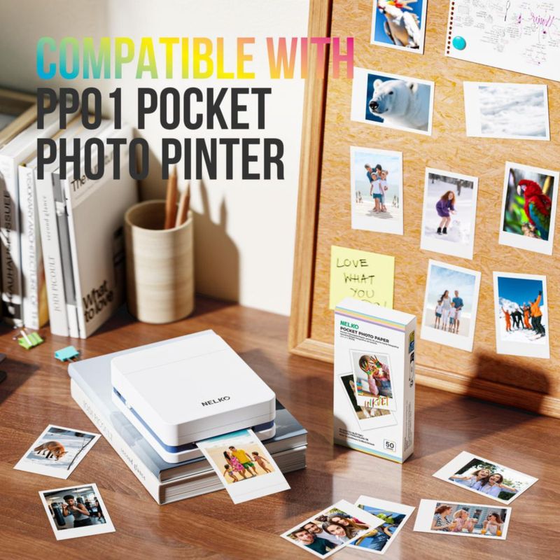 Papel Fotográfico Nelko PP01 52x90mm Paquete de 50 Hojas Resistente al Agua