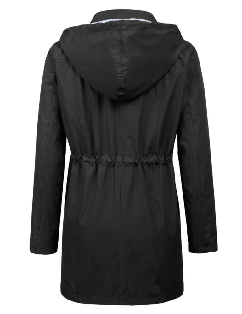 Chaqueta impermeable impermeable a prueba de viento para mujer Raincoat LOMON color negro