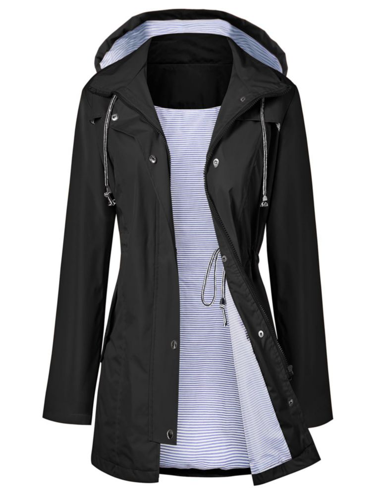 Chaqueta impermeable impermeable a prueba de viento para mujer Raincoat LOMON color negro
