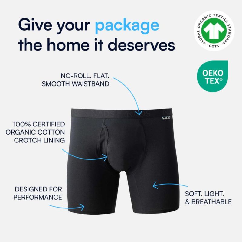 Calzoncillos bóxer de algodón orgánico NADS 3 unidades negro XXL