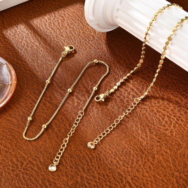 Pulsera Striviio Dorada 14K Impermeable con Tobilleras en Capas