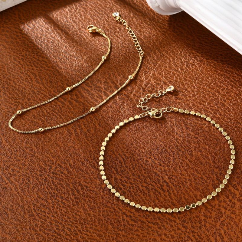 Pulsera Striviio Dorada 14K Impermeable con Tobilleras en Capas