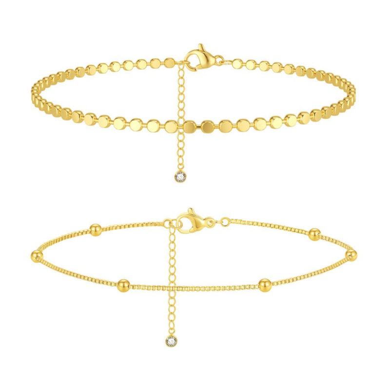 Pulsera Striviio Dorada 14K Impermeable con Tobilleras en Capas