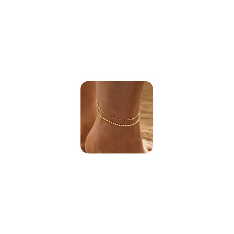 Pulsera Striviio Dorada 14K Impermeable con Tobilleras en Capas
