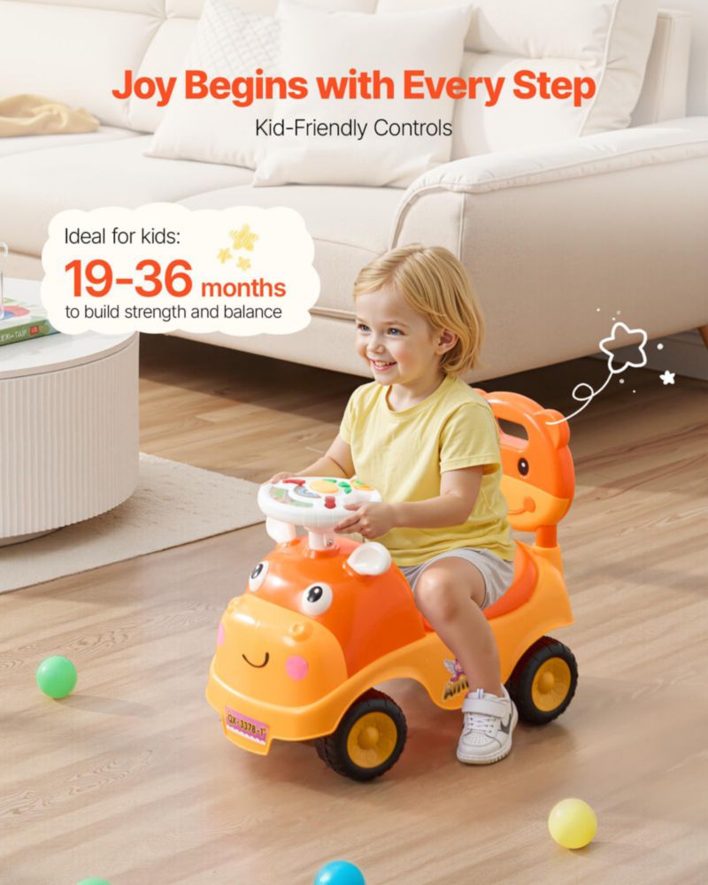 Coche de paseo Ride On Toy VEVOR para niños pequeños con música de bocina