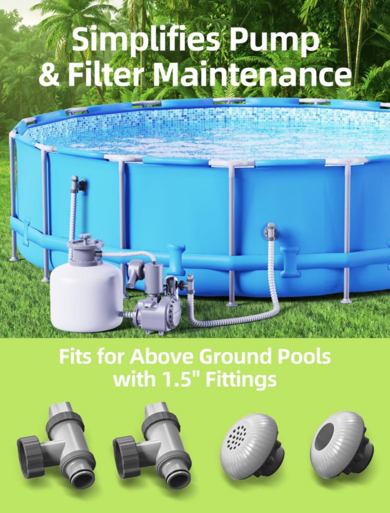 Kit de Entrada y Salida para Piscina SHAPON con Válvula Boquilla y Filtro de 1.5''