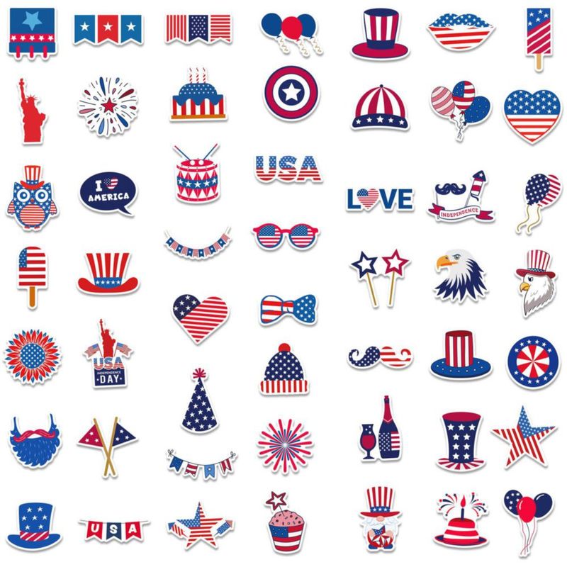 Set de 100 Stickers Impermeables FengHiLe para 4 de Julio