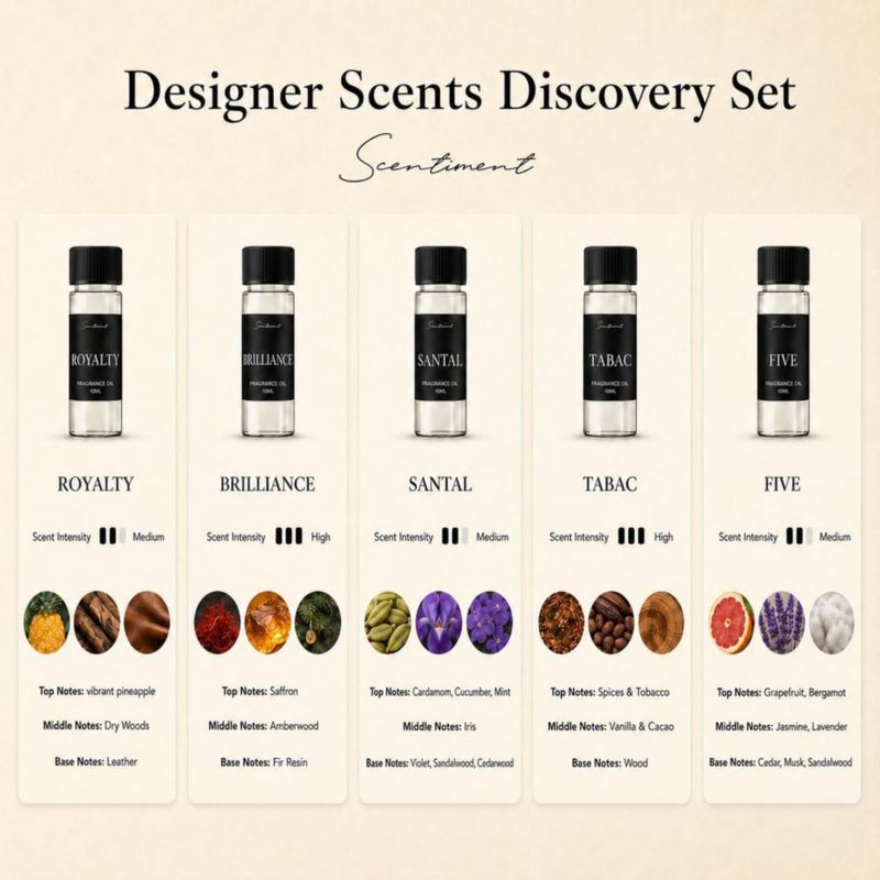 Aceites Difusores Scentiment Paquete de 5 - 20 ml Cada Uno
