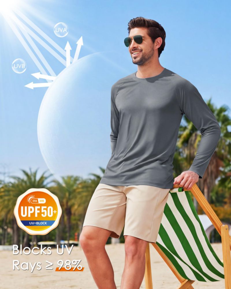 Boladeci Camiseta de Protección Solar para Hombre Manga Larga UPF 50+