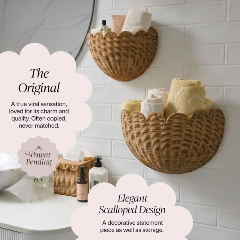 Set de 2 Cestas de Pared con Borde Ondulado BEBE BASK Lola en Mimbre