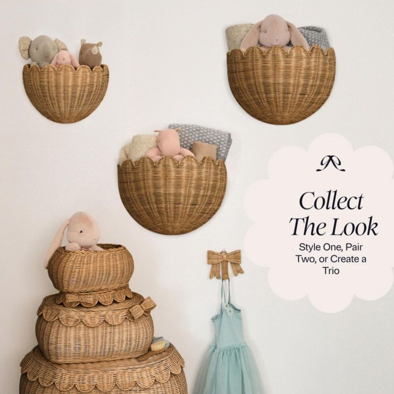 Set de 2 Cestas de Pared con Borde Ondulado BEBE BASK Lola en Mimbre