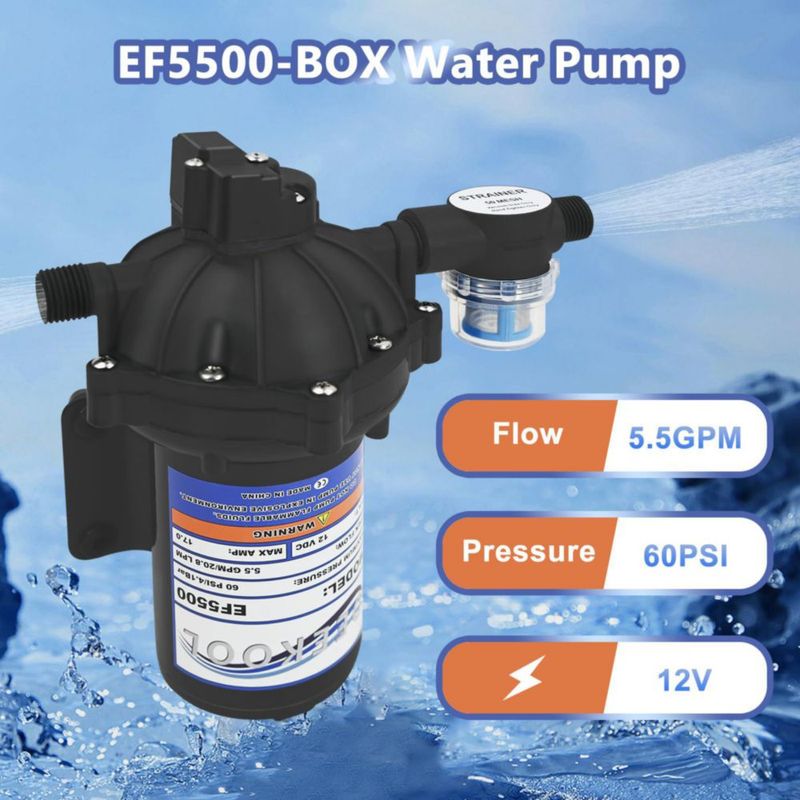 Bomba de Agua DEEKOOL EF5500 12V 5.5GPM 60PSI Autocebante