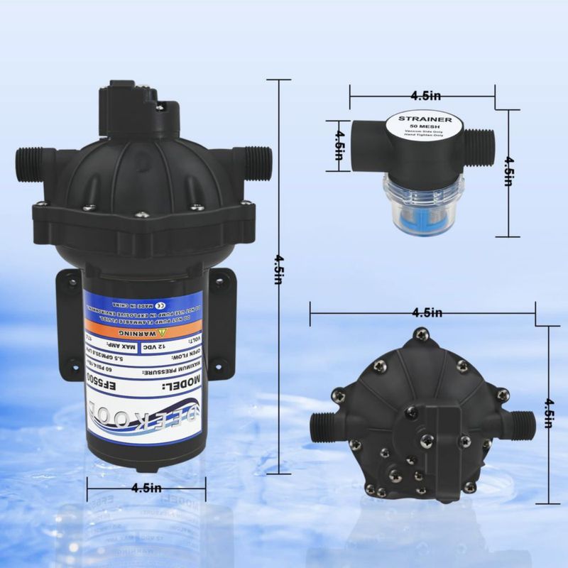 Bomba de Agua DEEKOOL EF5500 12V 5.5GPM 60PSI Autocebante