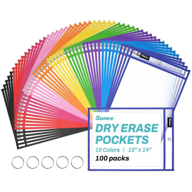 Fundas para Documentos SUNEE 100 unidades Bolsillos para Pizarras Secas 10x14