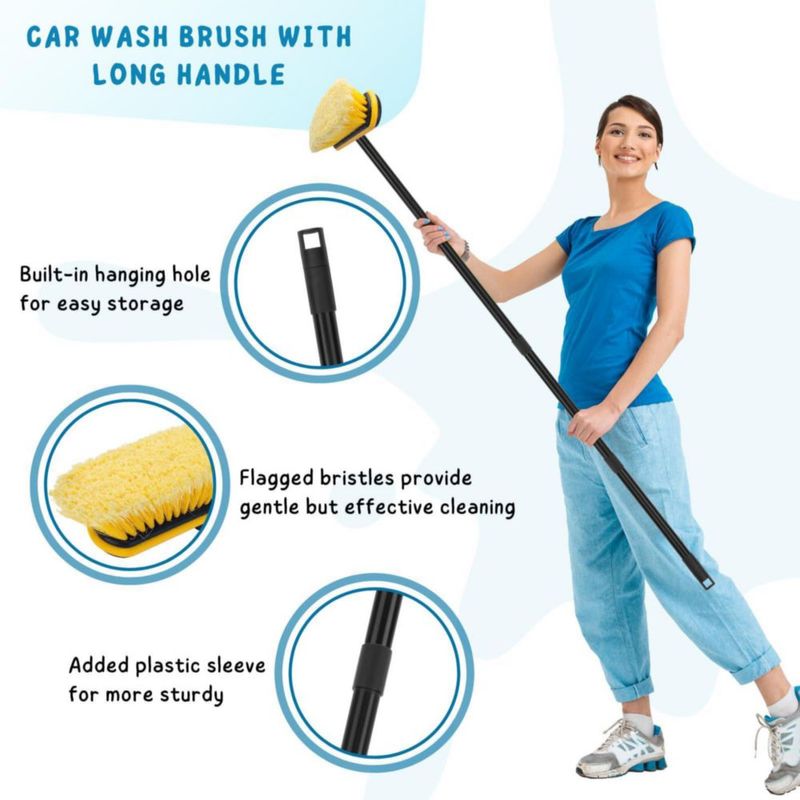 Cepillo para Lavado de Autos KeFanta Mango Largo 140 cm Cerdas Suaves